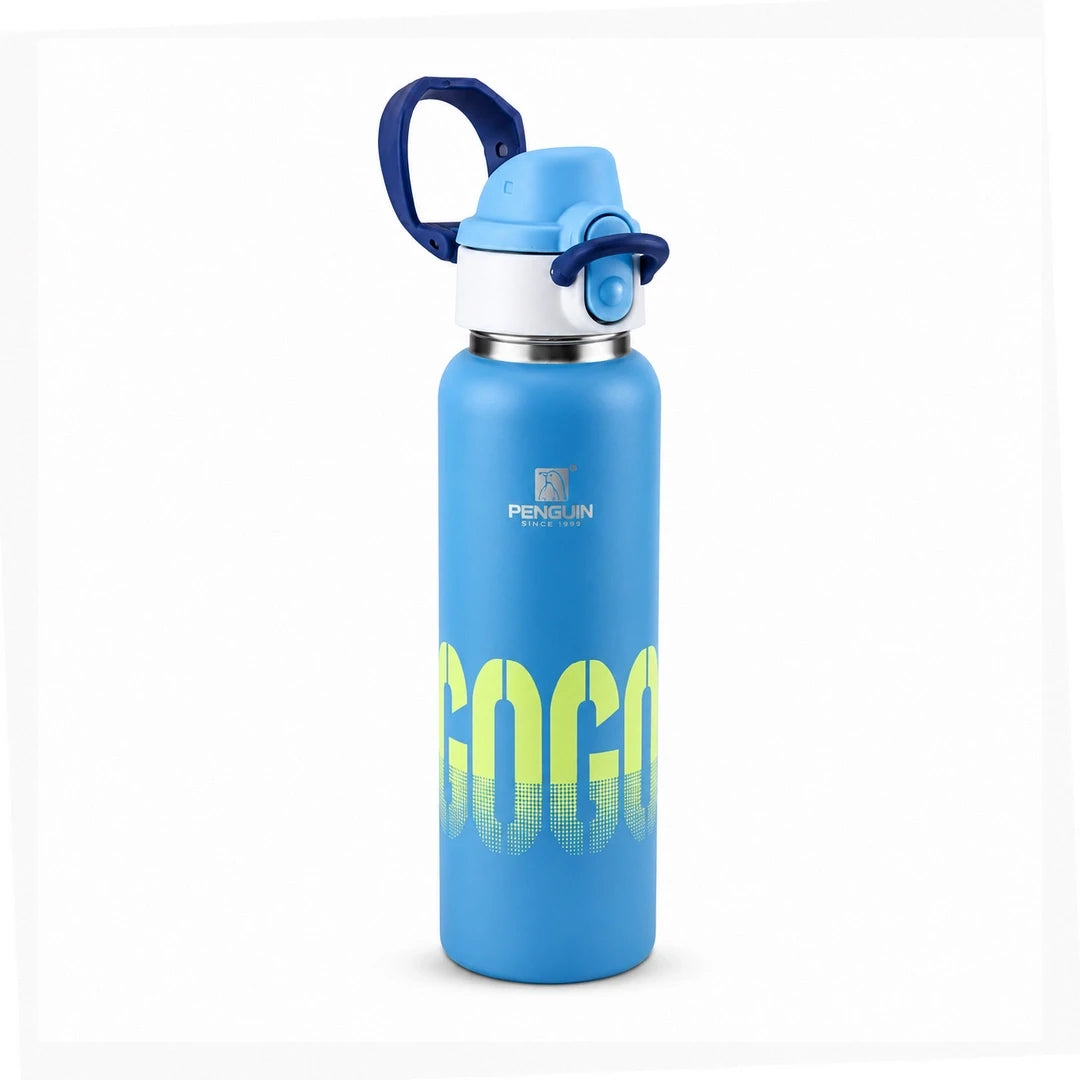 Penguin GoGo Steel Vacuum Flask - 600ml | Hot & Cold Insulation | Blue Color