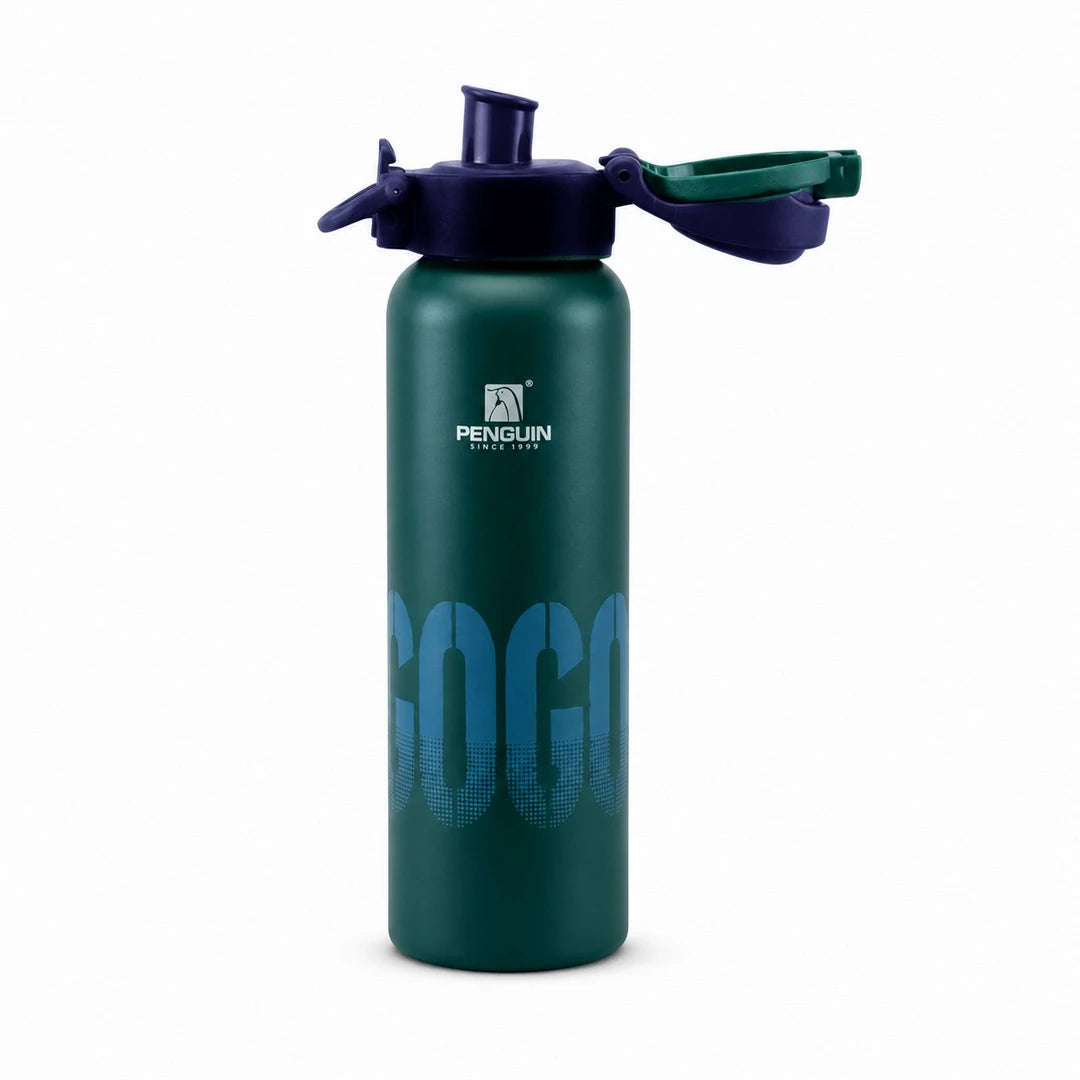 Penguin GoGo Steel Vacuum Flask - 600ml | Hot & Cold Insulation | Green Color