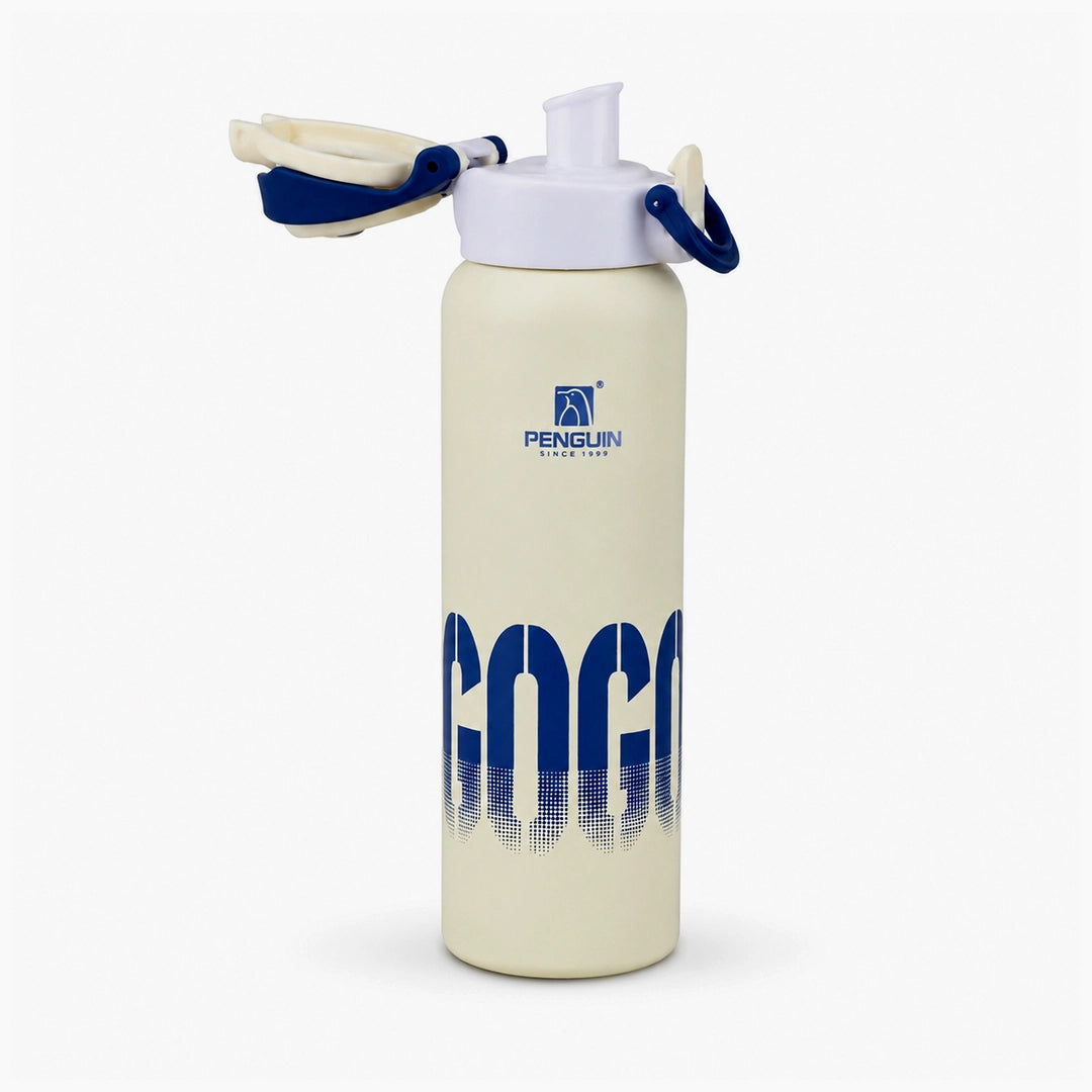 Penguin GoGo Steel Vacuum Flask - 600ml | Hot & Cold Insulation | Color Off White