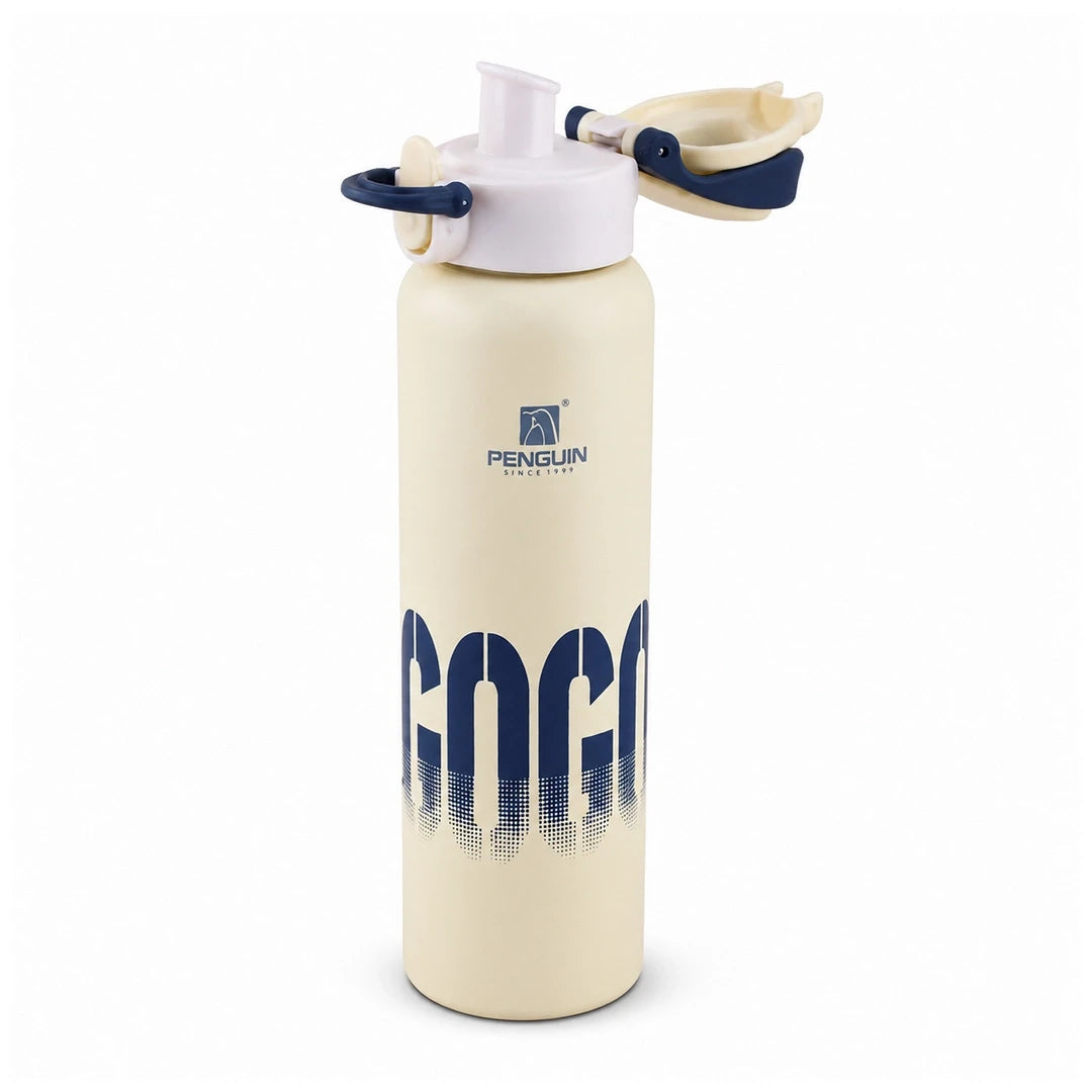 Penguin GoGo Steel Vacuum Flask - 600ml | Hot & Cold Insulation | Color Off White