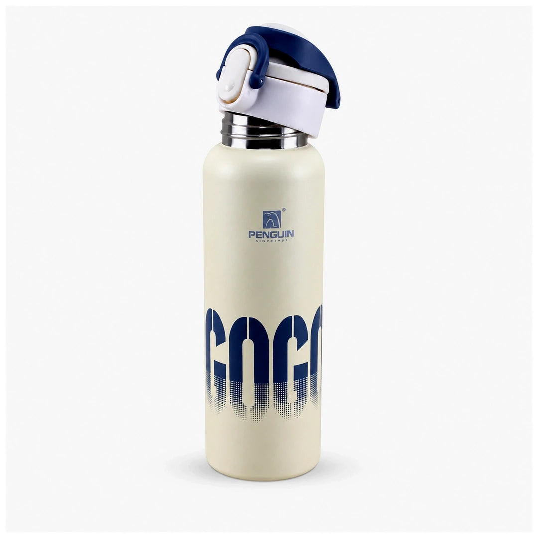 Penguin GoGo Steel Vacuum Flask - 600ml | Hot & Cold Insulation | Color Off White