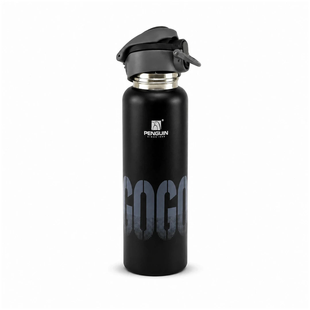 Penguin GoGo Steel Vacuum Flask - 600ml | Hot & Cold Insulation | Color Black