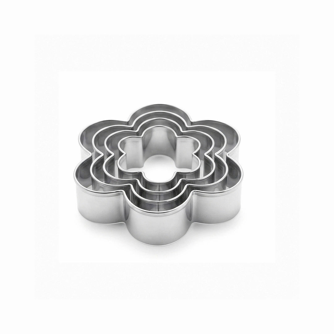 Vocen Stainless Steel Flower Cookie Cutter Set  For Cookies, Fondant & Pastry