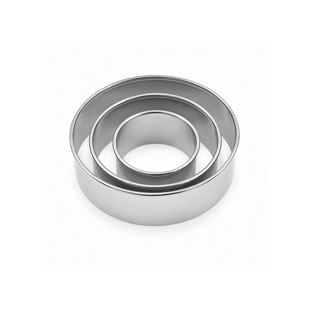 Vocen Stainless Steel Round Cookie Cutter Set | For Cookies, Pastry & Fondant