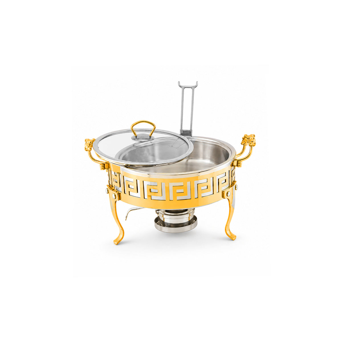 Shahi Stainless Steel Round Chafing Dish with Glass Lid | 20-32 Cm