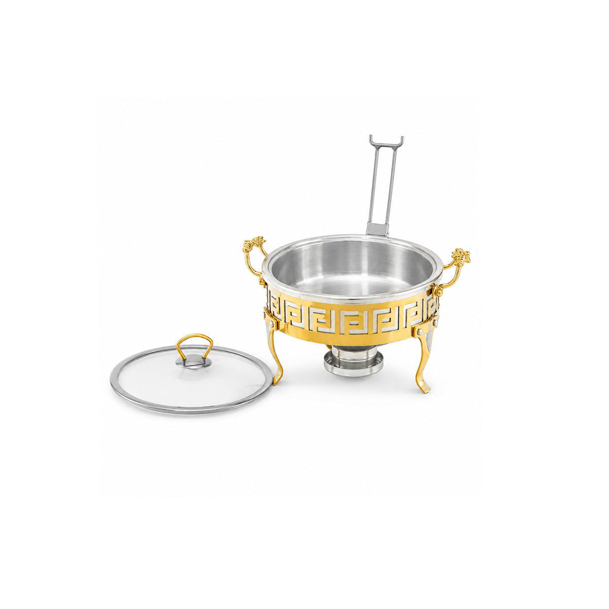 Shahi Stainless Steel Round Chafing Dish with Glass Lid | 20-32 Cm