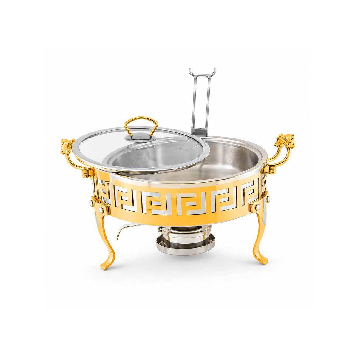 Shahi Stainless Steel Round Chafing Dish with Glass Lid | 20-32 Cm