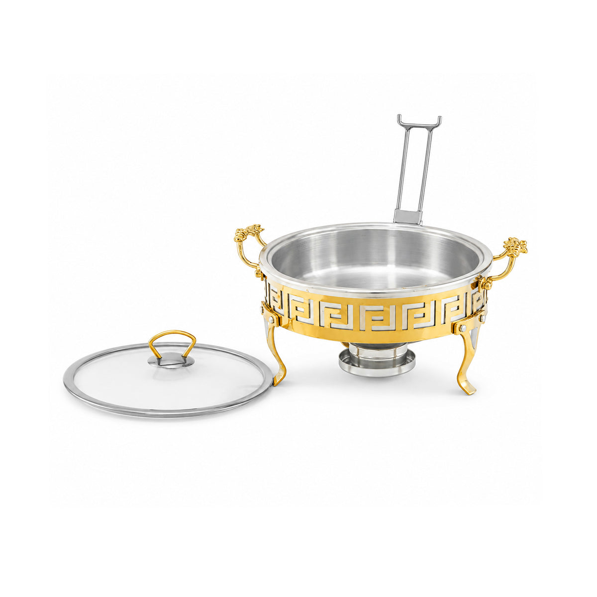 Shahi Stainless Steel Round Chafing Dish with Glass Lid | 20-32 Cm