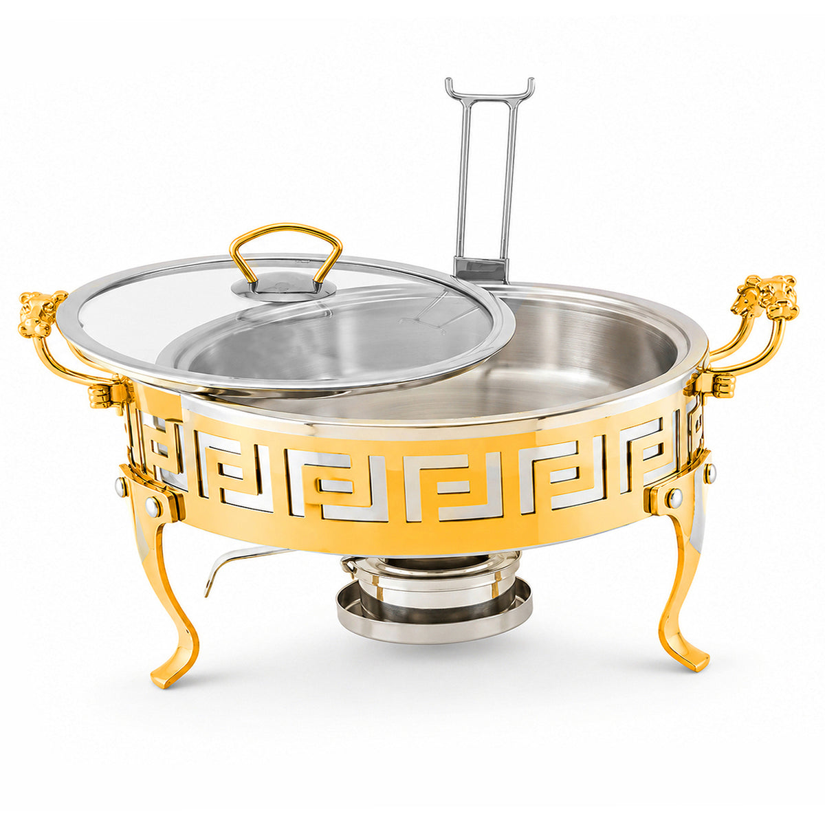 Shahi Stainless Steel Round Chafing Dish with Glass Lid | 20-32 Cm