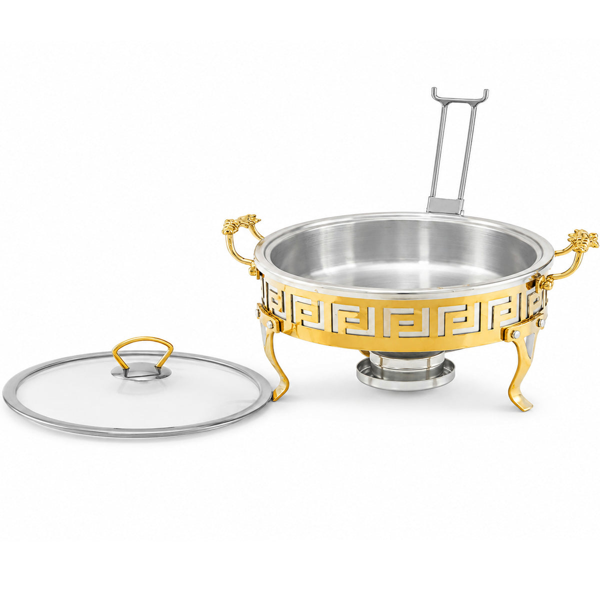 Shahi Stainless Steel Round Chafing Dish with Glass Lid | 20-32 Cm