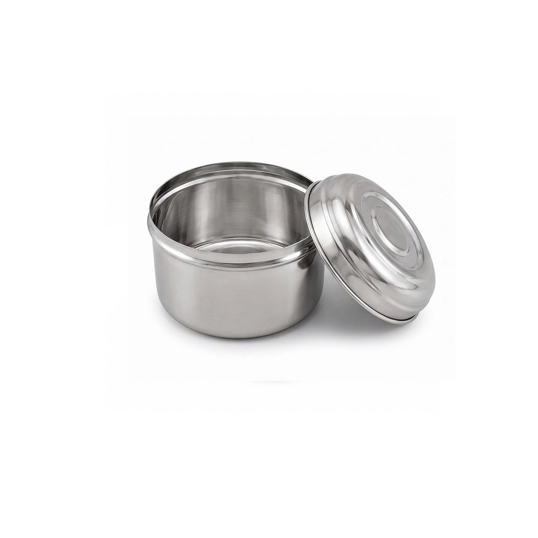 Stainless Steel Round Storage Box with Airtight Lid | 4.5-Inch