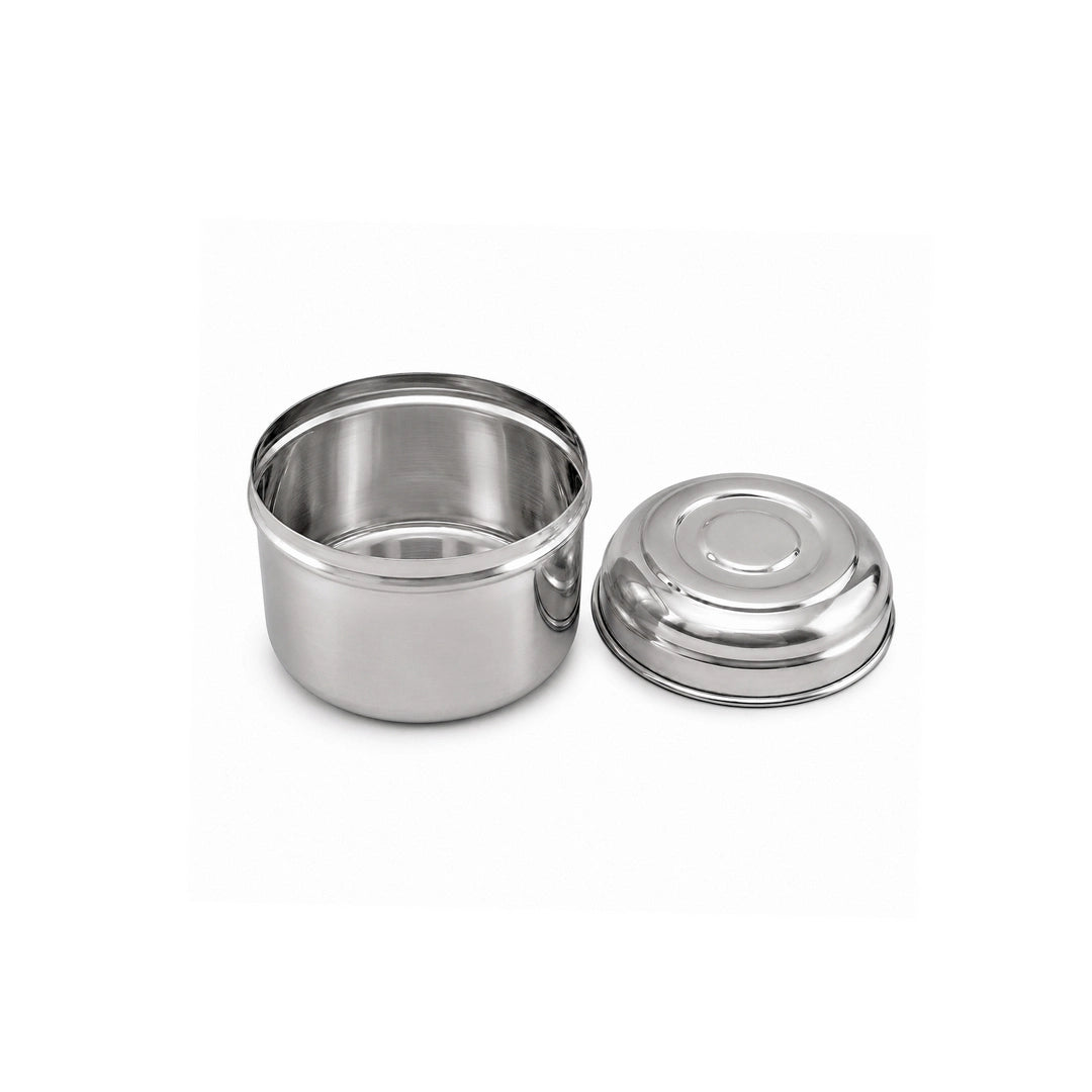 Stainless Steel Round Storage Box with Airtight Lid | 4.5-Inch