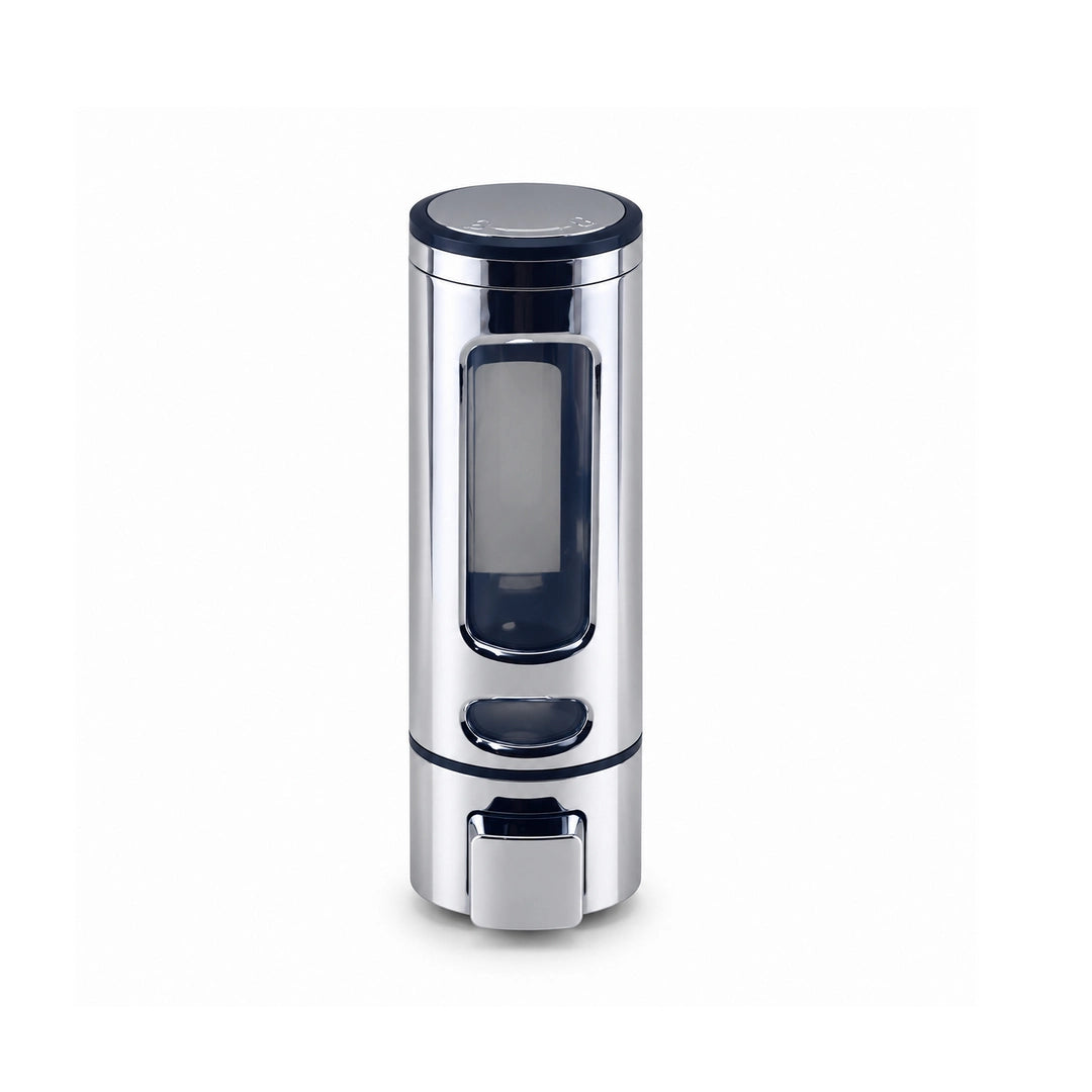 Crest Violet Soap Dispenser | Bottle Shaped | Silver & Black