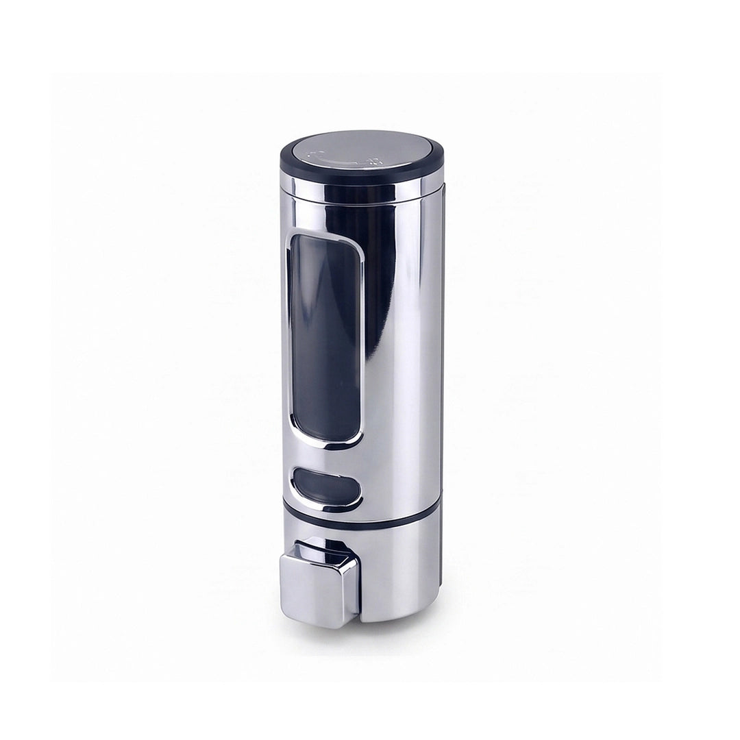 Crest Violet Soap Dispenser | Bottle Shaped | Silver & Black