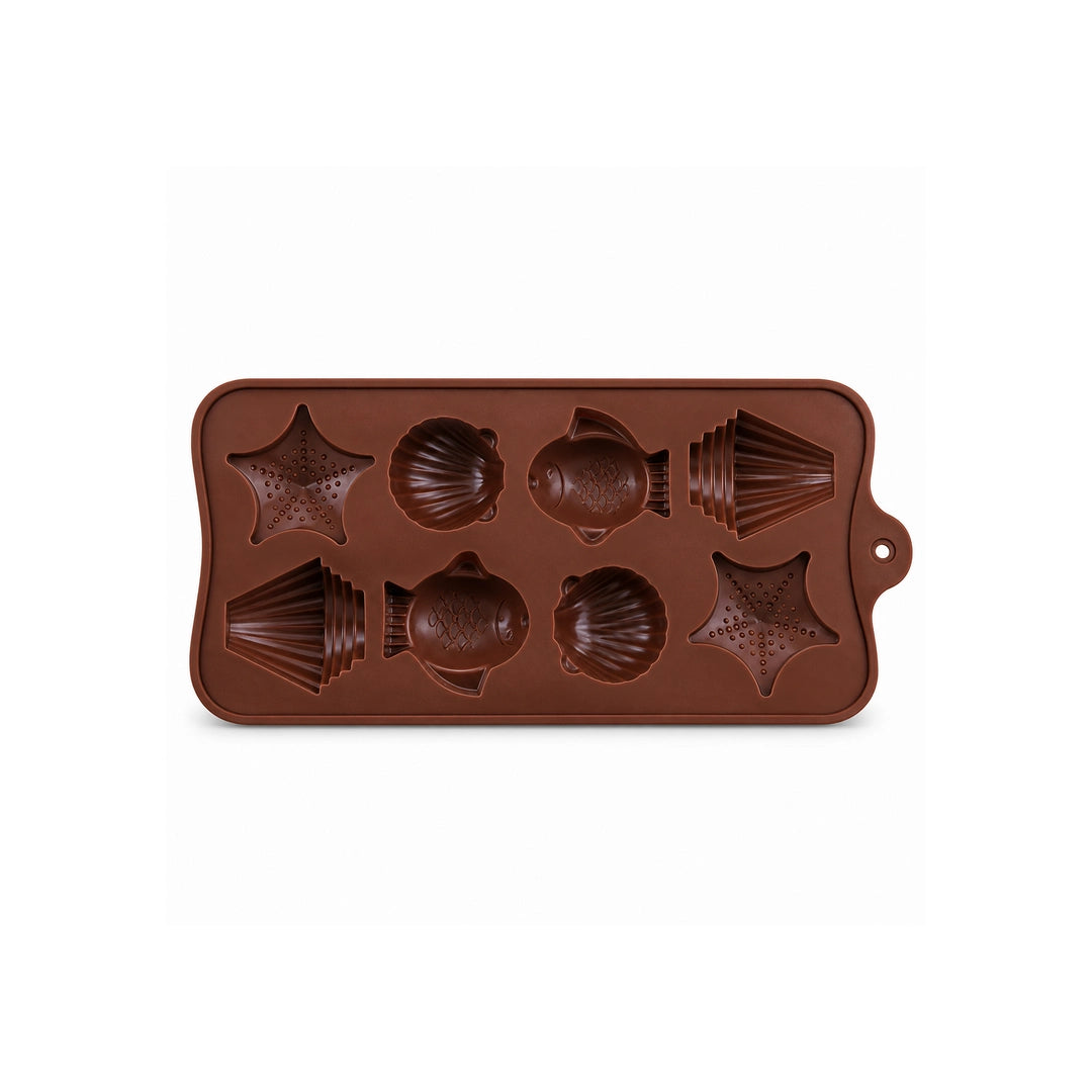 BEST Silicone Chocolate Mould 8-Cavity | Starfish, Cone, Fish & Sea Shell