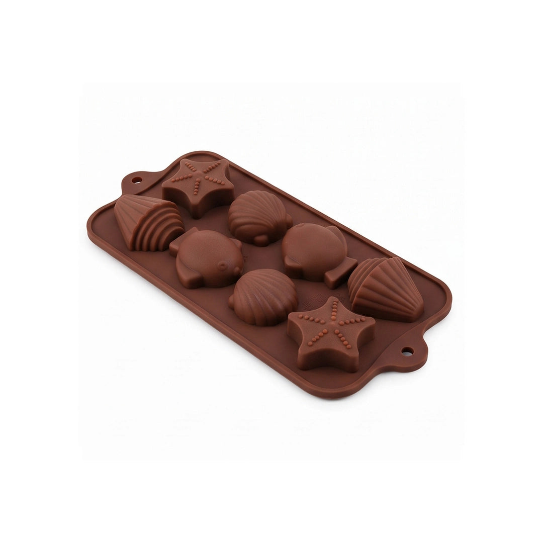 BEST Silicone Chocolate Mould 8-Cavity | Starfish, Cone, Fish & Sea Shell
