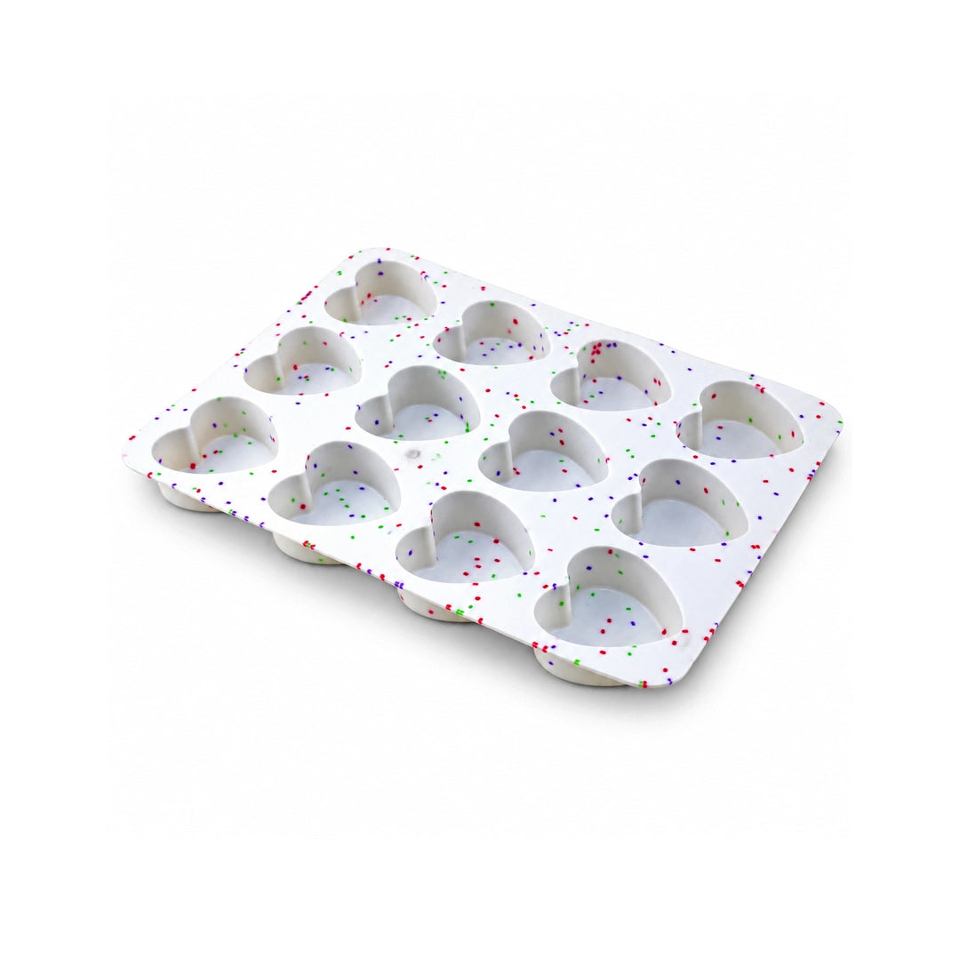 BEST Silicone Muffin Tray 12-Cup | White, Blue & Brown