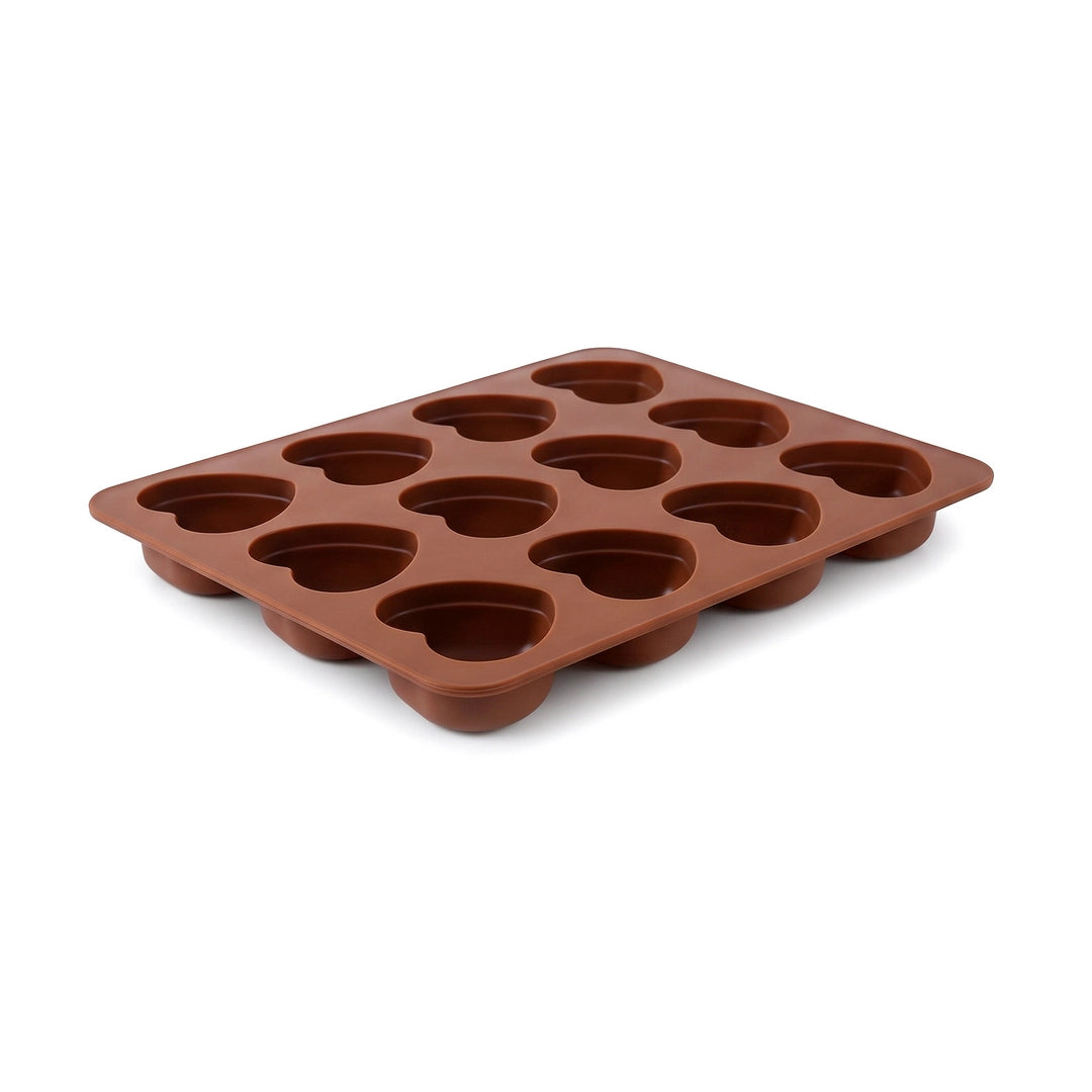 BEST Silicone Muffin Tray 12-Cup | White, Blue & Brown