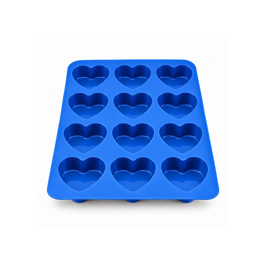 BEST Silicone Muffin Tray 12-Cup | White, Blue & Brown
