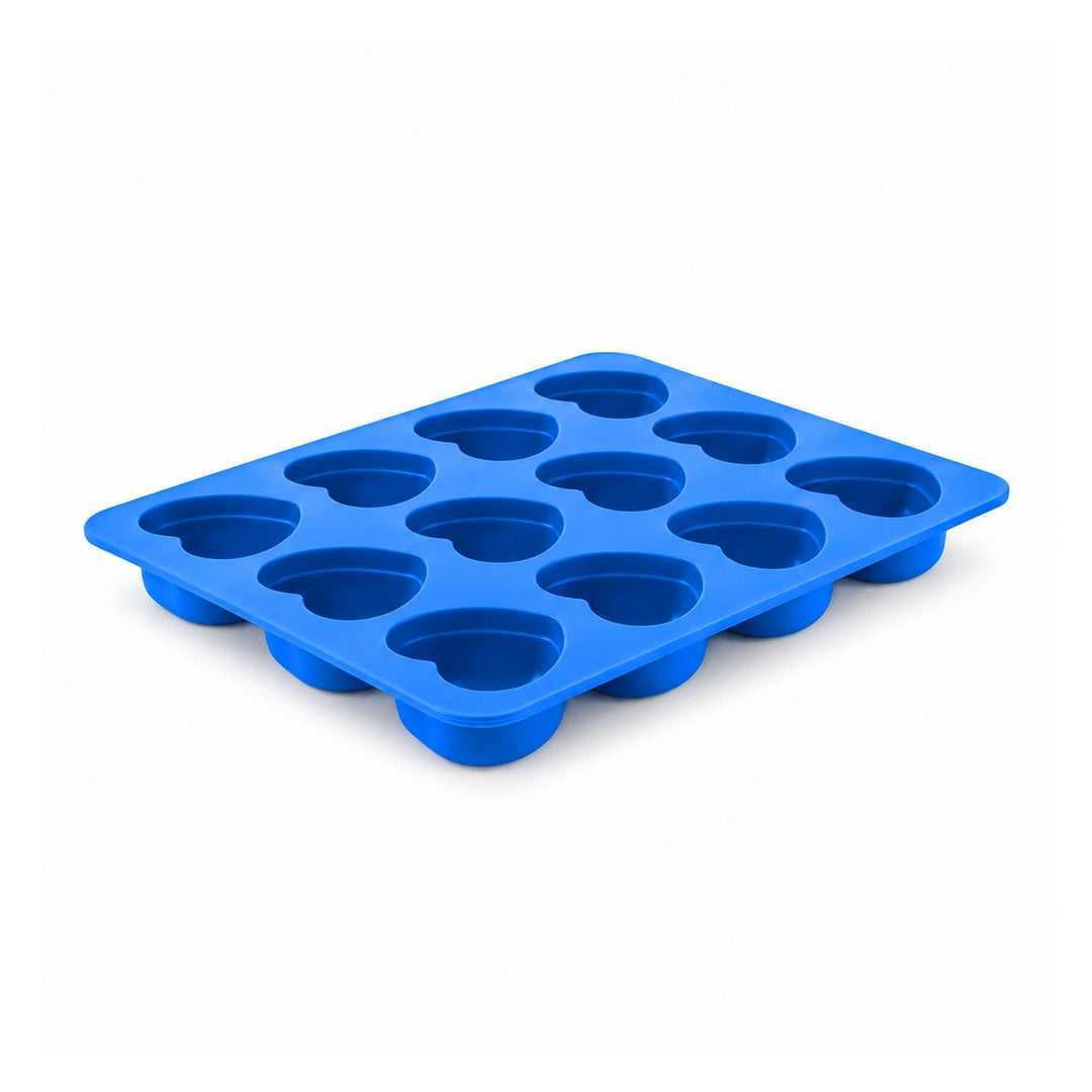 BEST Silicone Muffin Tray 12-Cup | White, Blue & Brown