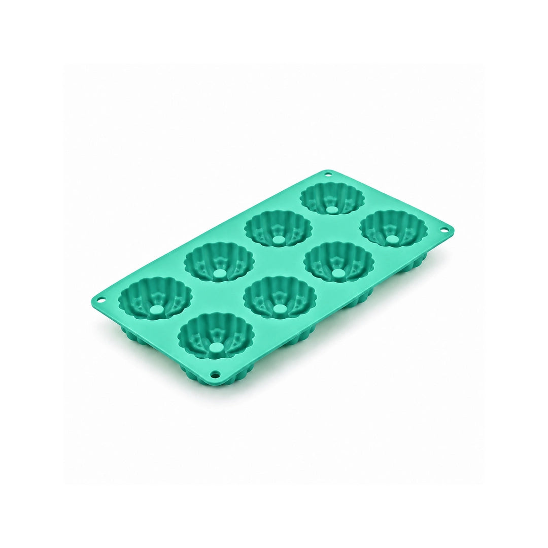 BEST Silicone Muffin Tray - 8 Cup | Green, Brown & Pink