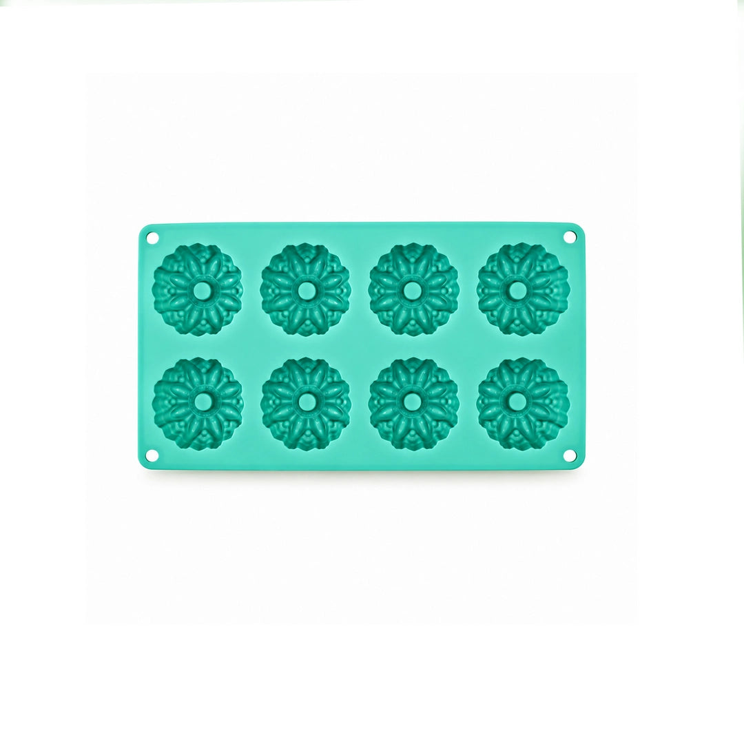BEST Silicone Muffin Tray - 8 Cup | Green, Brown & Pink