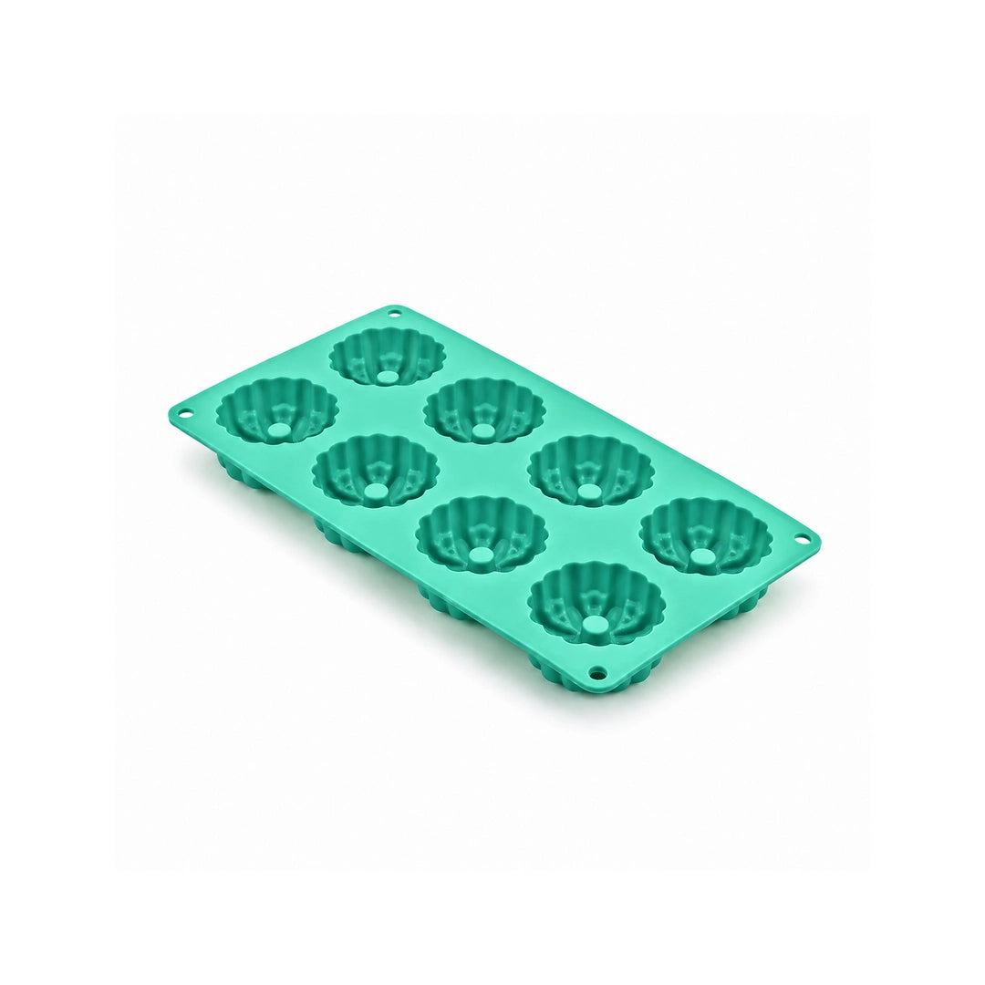 BEST Silicone Muffin Tray - 8 Cup | Green, Brown & Pink