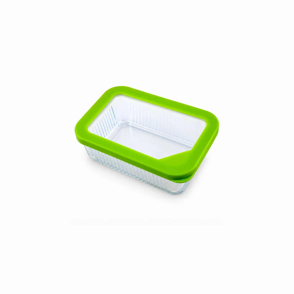 Limon Glass Rectangular Lunch Box - 450 ML | Green