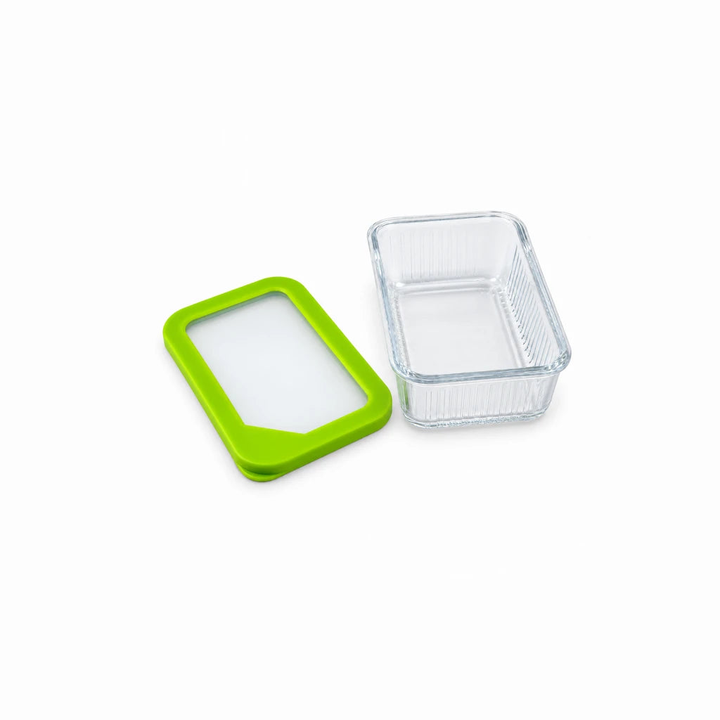 Limon Glass Rectangular Lunch Box - 450 ML | Green