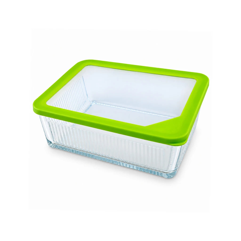 Limon Glass Rectangular Lunch Box - 2250 ML | Green