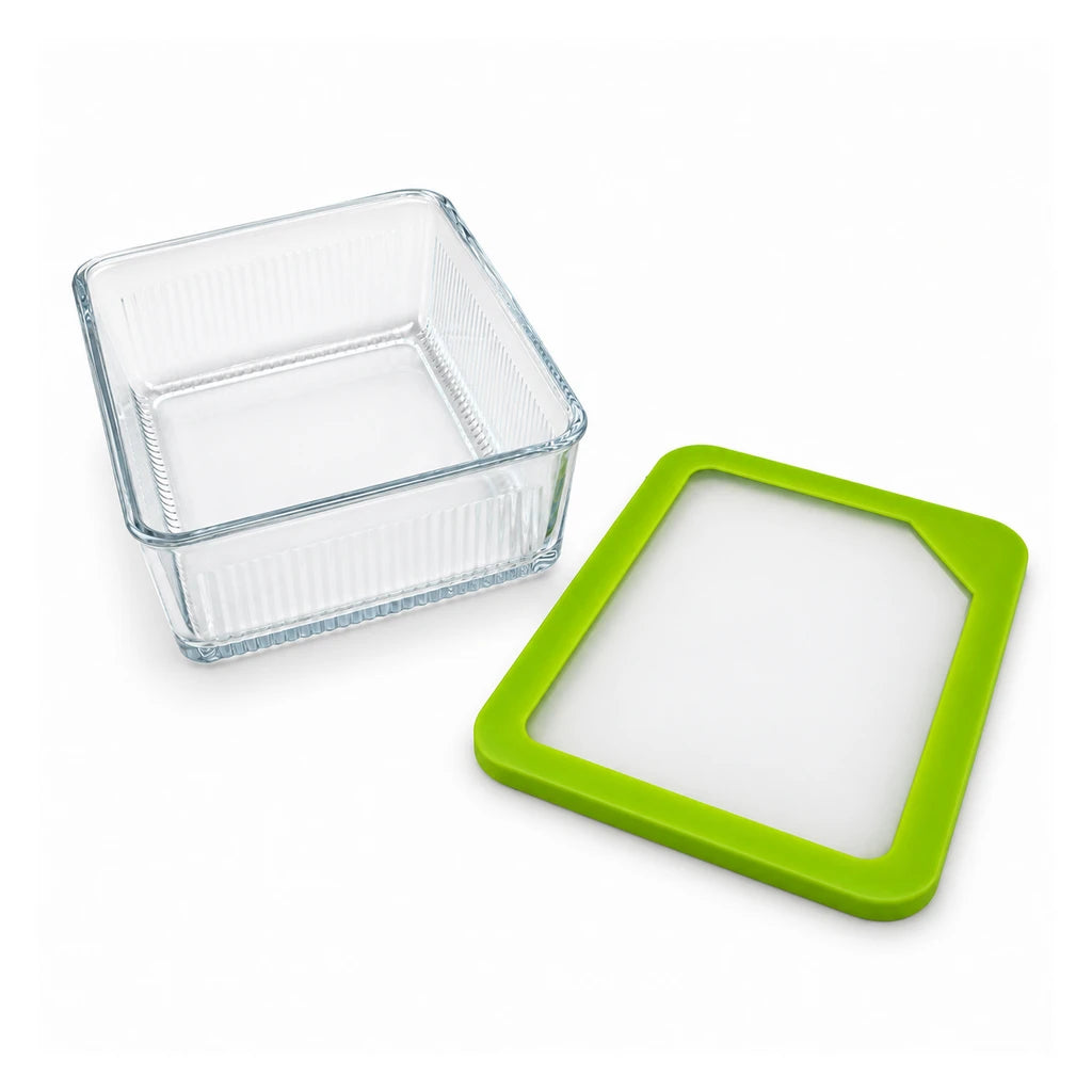 Limon Glass Rectangular Lunch Box - 2250 ML | Green