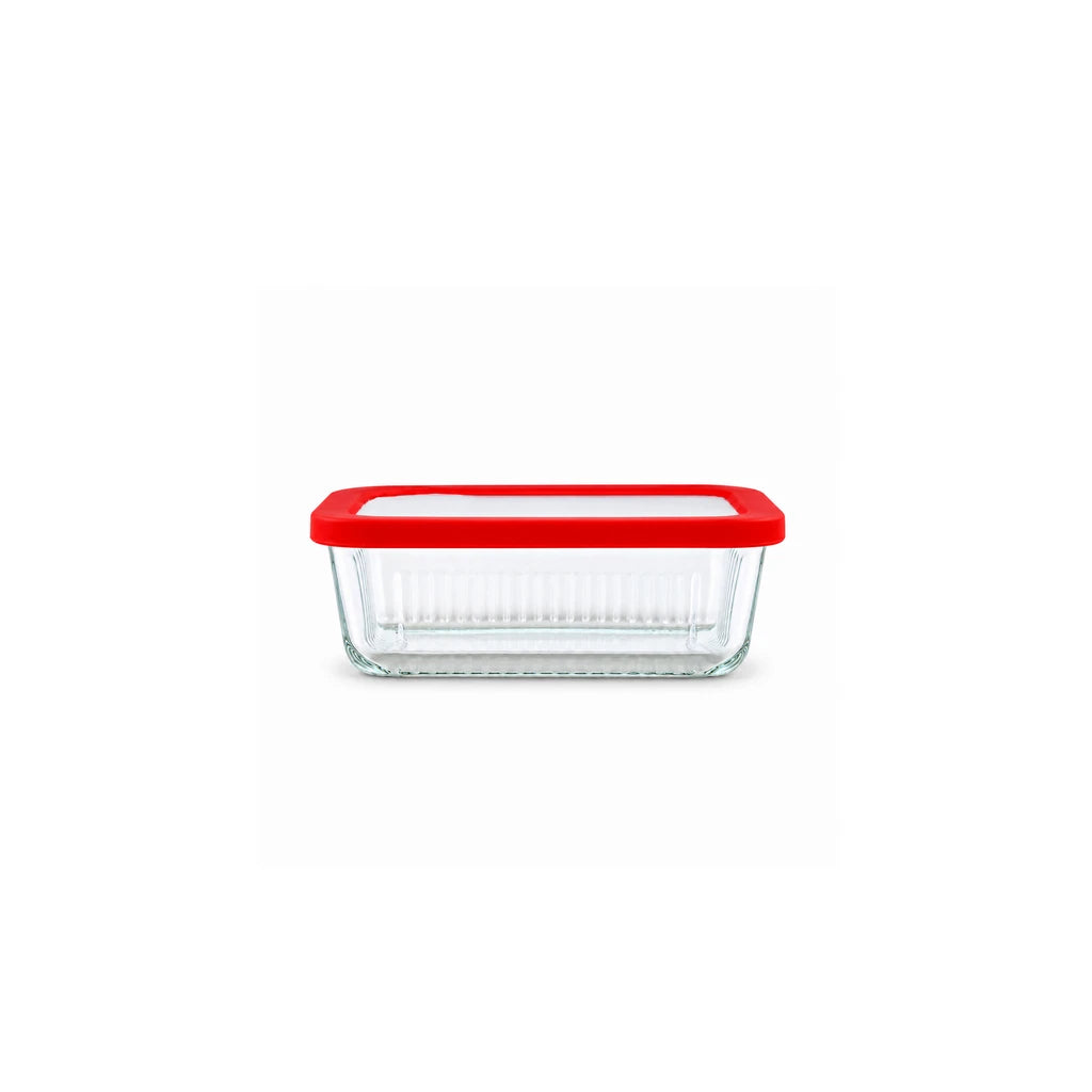 Limon Glass Rectangular Lunch Box - 450 ML | Red