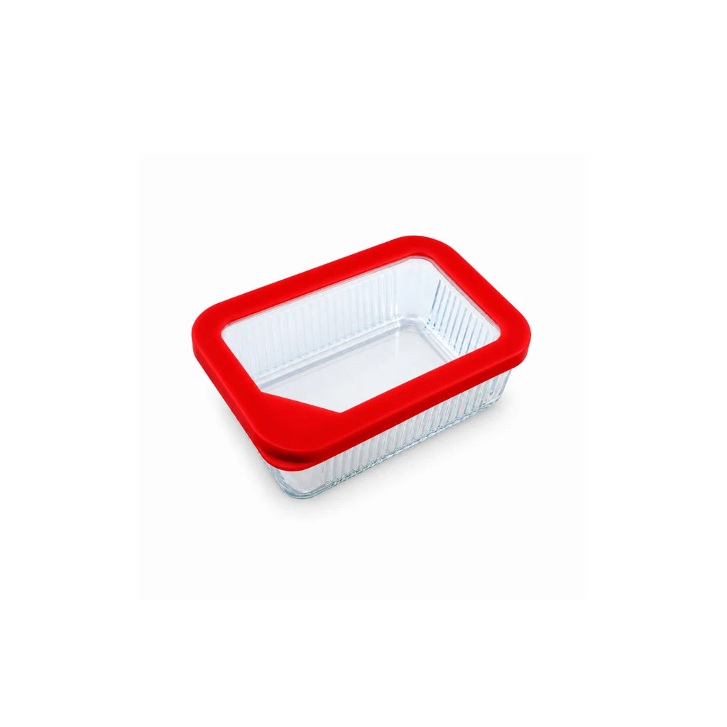 Limon Glass Rectangular Lunch Box - 450 ML | Red