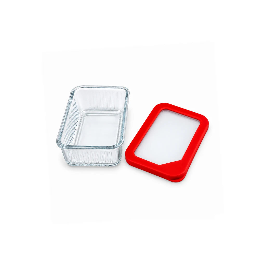 Limon Glass Rectangular Lunch Box - 450 ML | Red