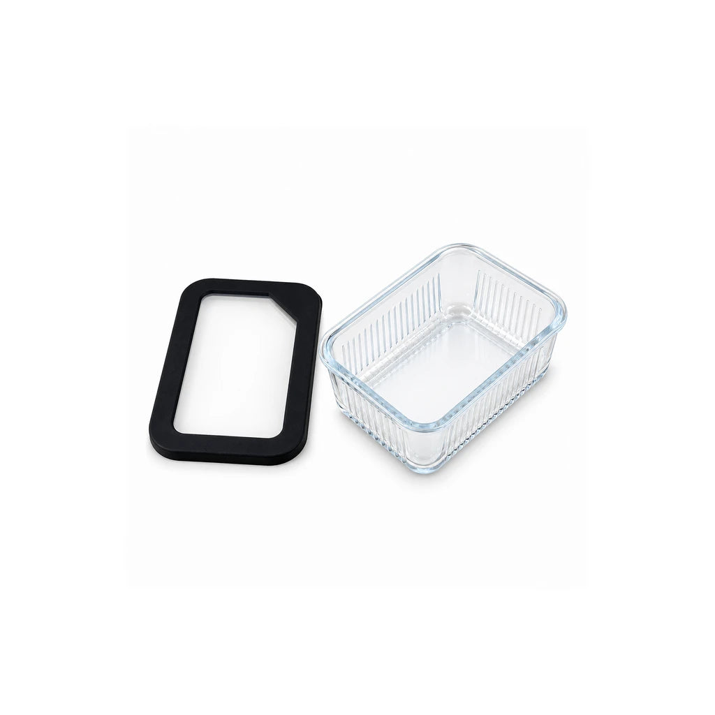 Limon Glass Rectangular Lunch Box - 450 ML | Black
