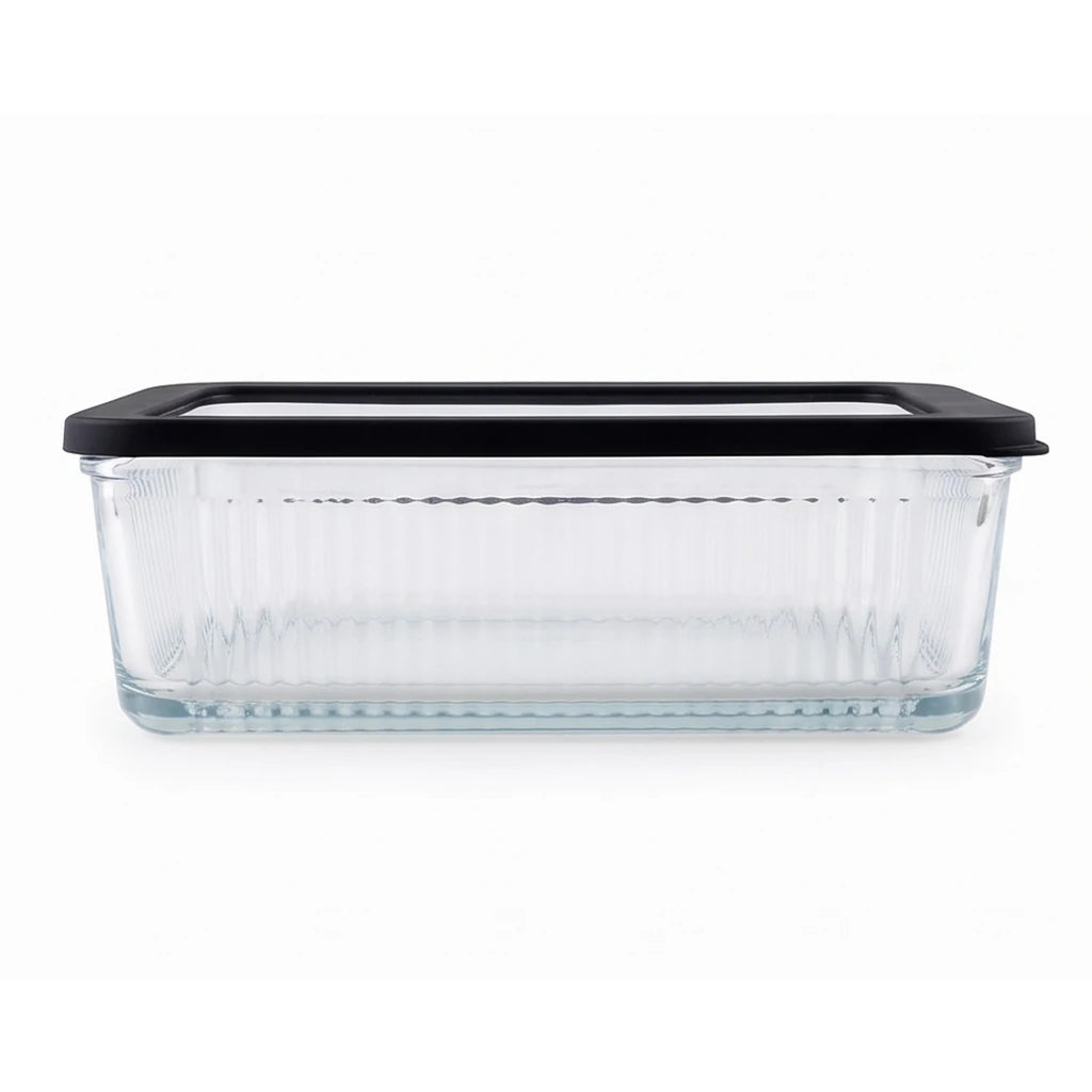 Limon Glass Rectangular Lunch Box - 2250 ML | Black