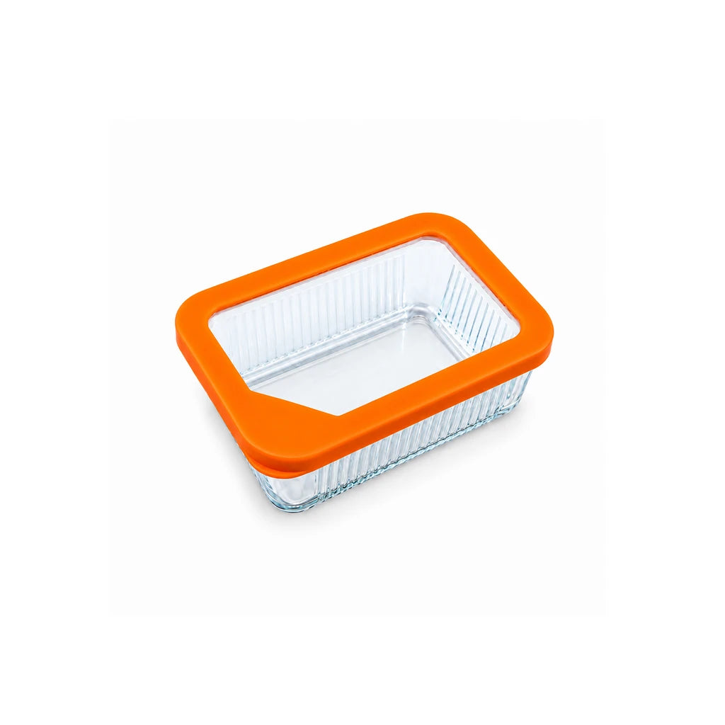 Limon Glass Rectangular Lunch Box - 450 ML | Orange