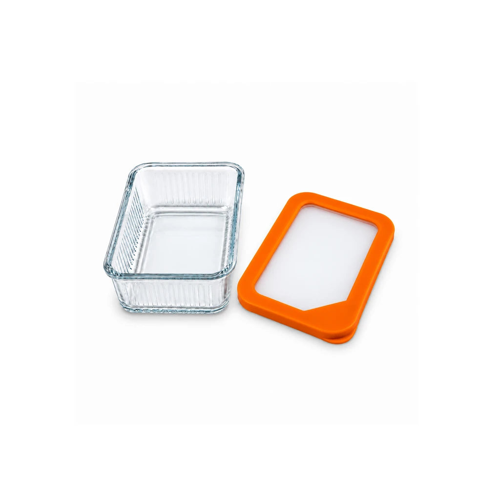 Limon Glass Rectangular Lunch Box - 450 ML | Orange