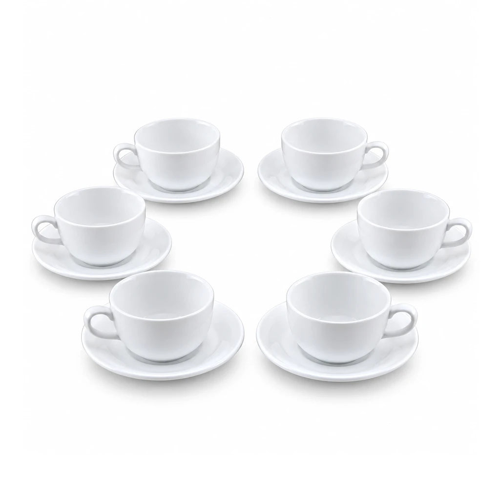 Danny Home 12-Piece Coffee Cup & Saucer Set | Fluted Design
