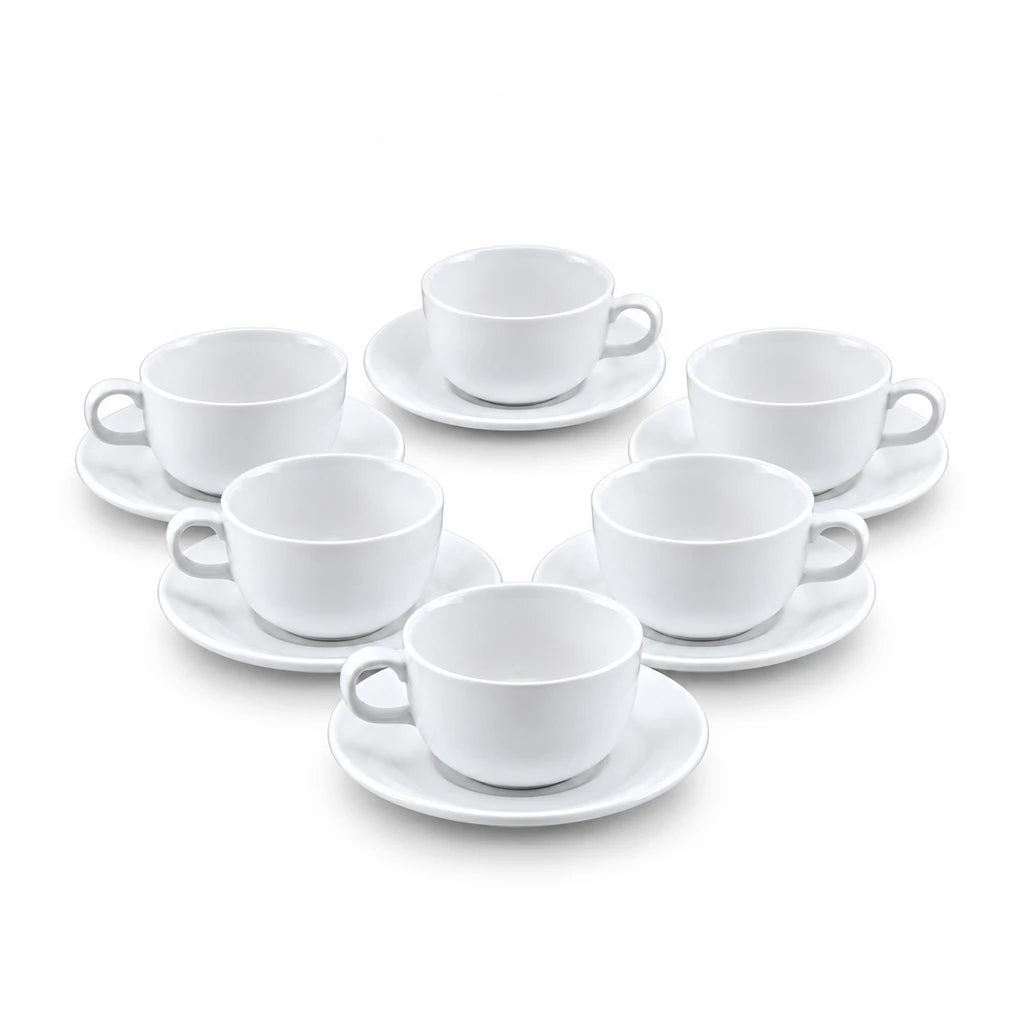 Danny Home 12-Piece Coffee Cup & Saucer Set | Fluted Design