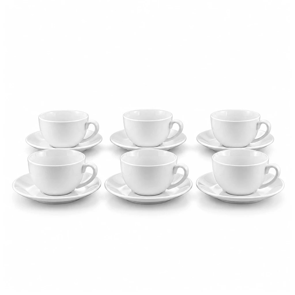 Danny Home 12-Piece Coffee Cup & Saucer Set | Fluted Design