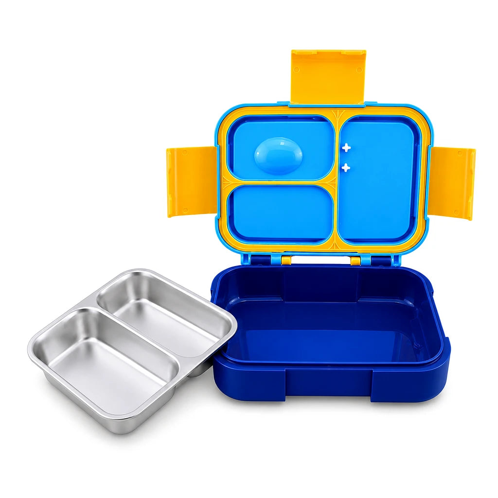IQIX 800 ML 2-Compartment Stainless Steel Lunch Box | Time to Fly Explorer Design