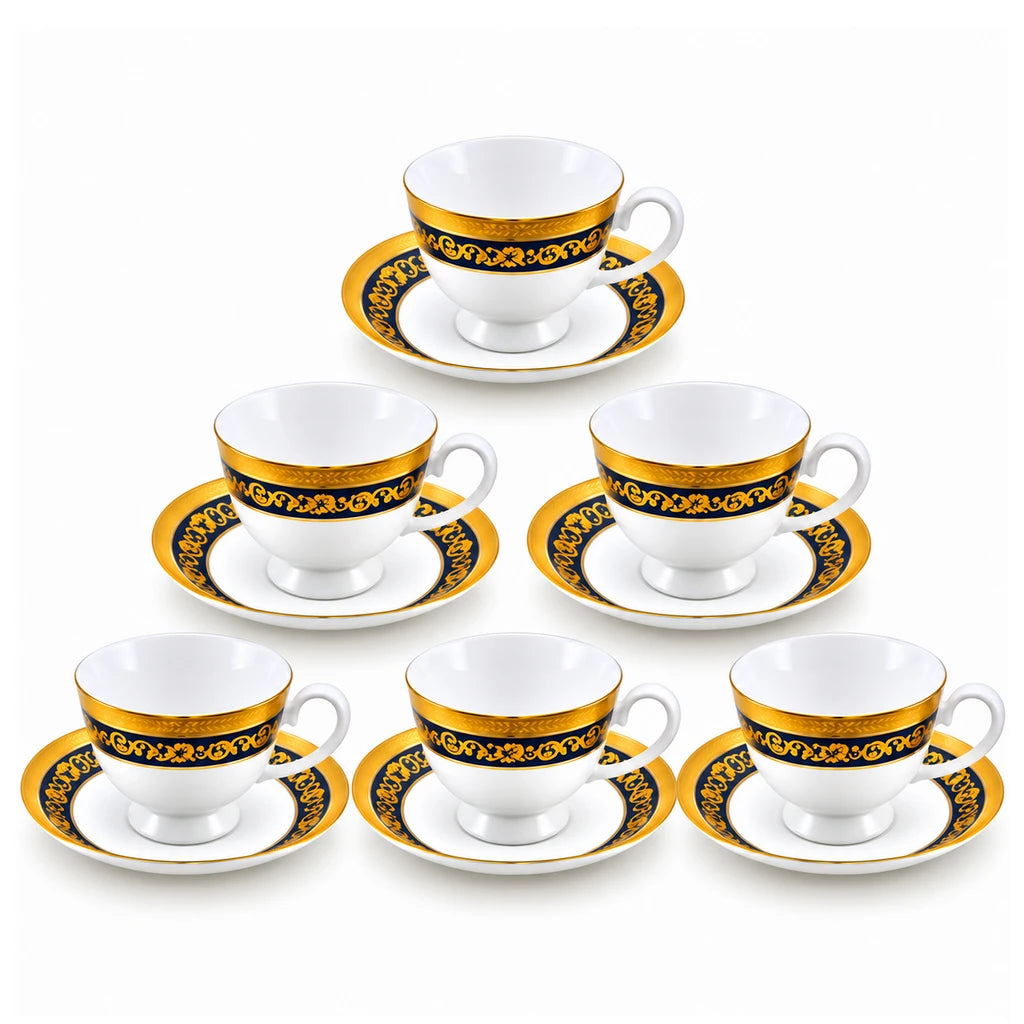 Royale 12-Piece Cup and Saucer Set | Black & Gold Imperial