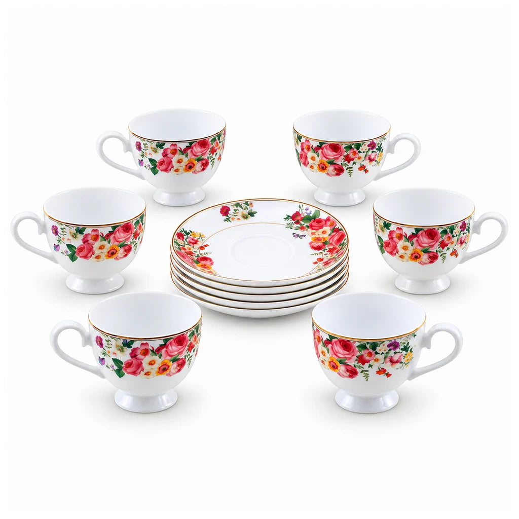 Royale 12-Piece Cup and Saucer Set | English Garden Floral