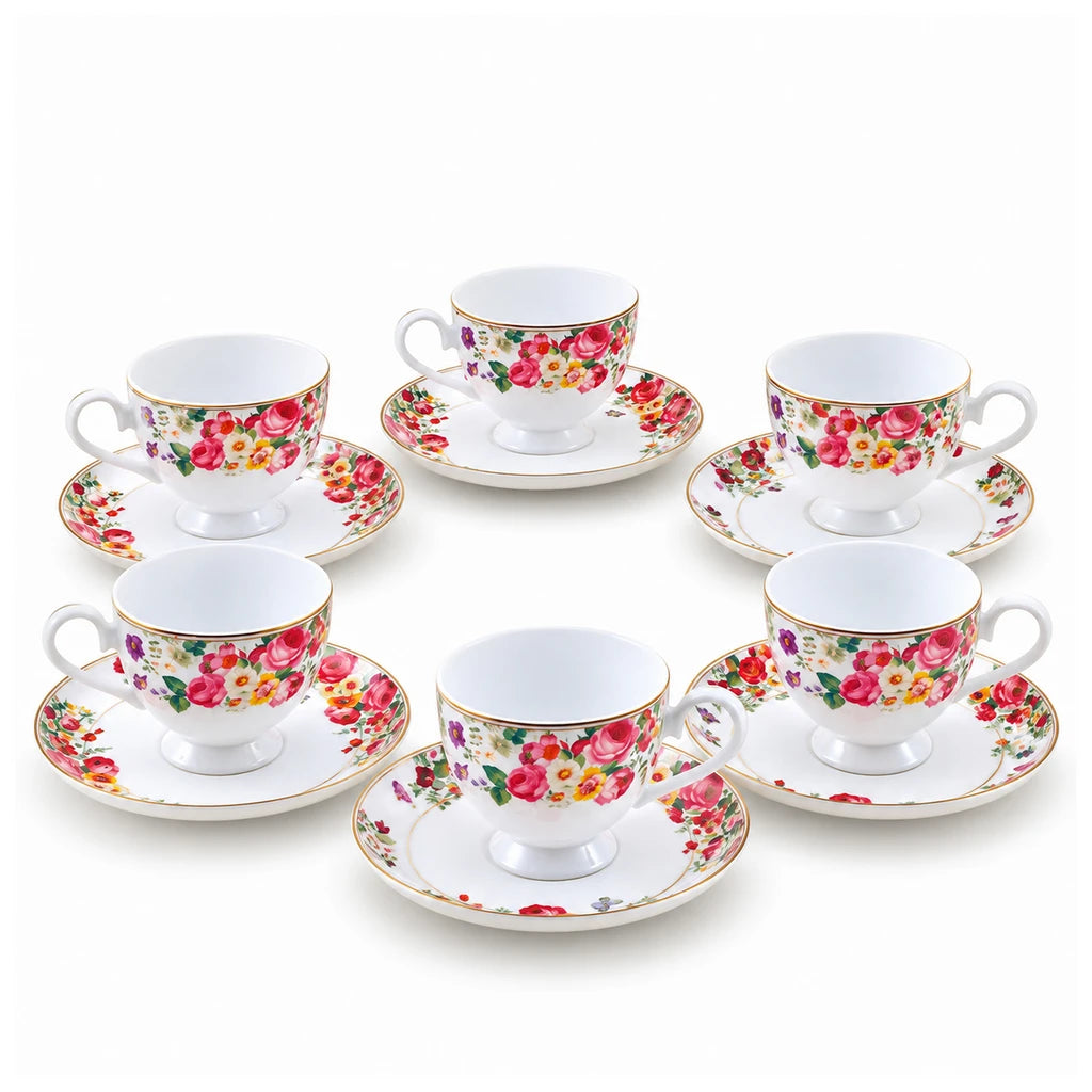 Royale 12-Piece Cup and Saucer Set | English Garden Floral