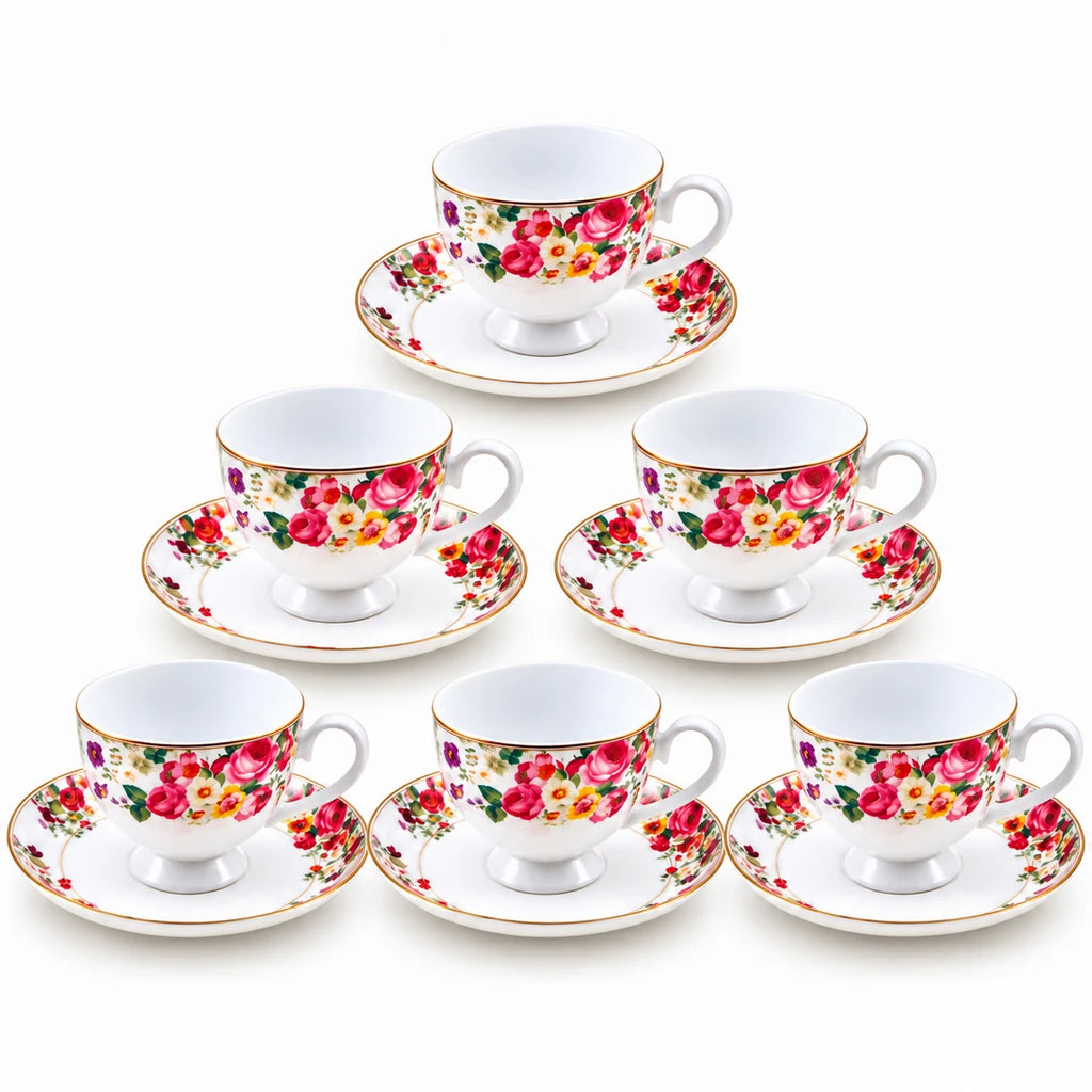 Royale 12-Piece Cup and Saucer Set | English Garden Floral