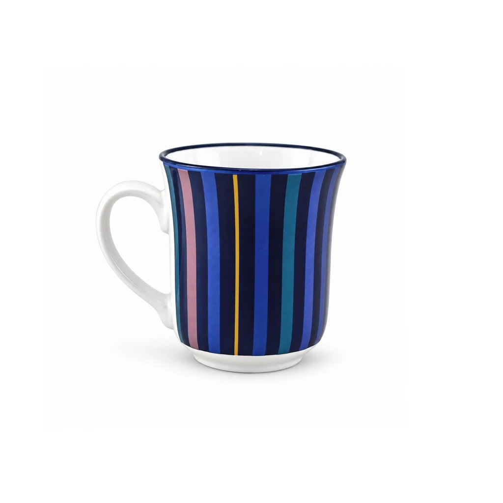 Heritage Porcelain Mug 250ml | Classic Shape | Vertical Stripe | Navy Blue