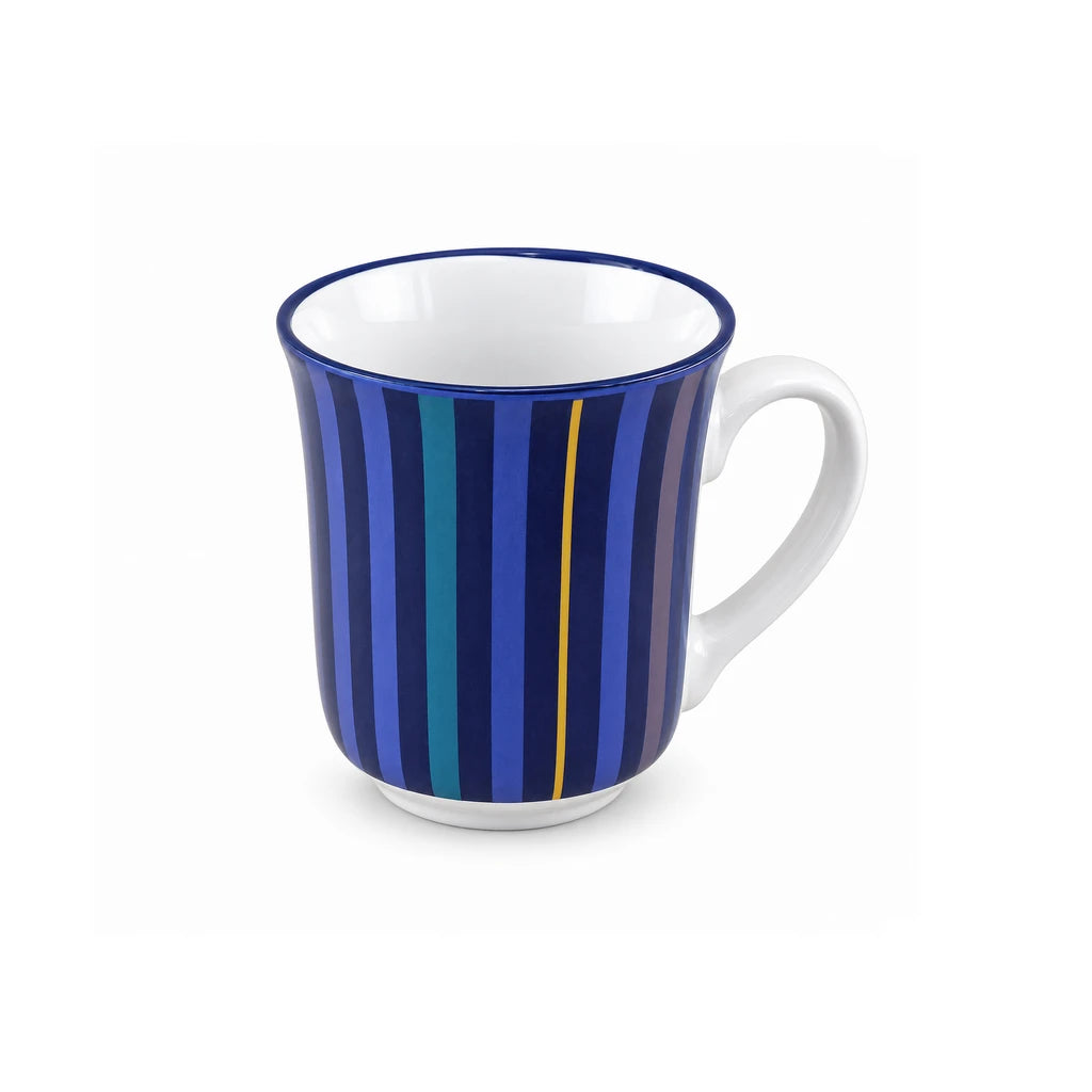Heritage Porcelain Mug 250ml | Classic Shape | Vertical Stripe | Navy Blue