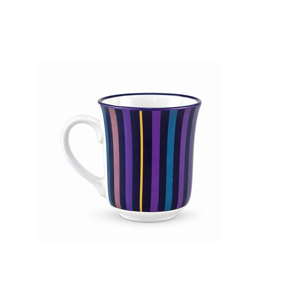 Heritage Porcelain Mug 250ml | Classic Shape | Vertical Stripe | Purple