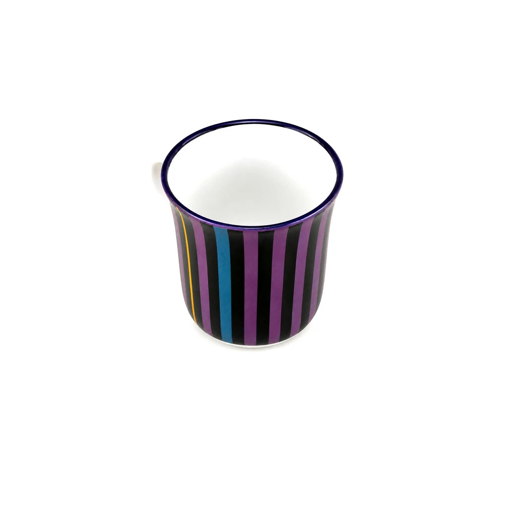 Heritage Porcelain Mug 250ml | Classic Shape | Vertical Stripe | Purple